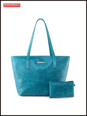 Vegan Leather Tote Bag Set with Matching Pouch Hobo Work Purse